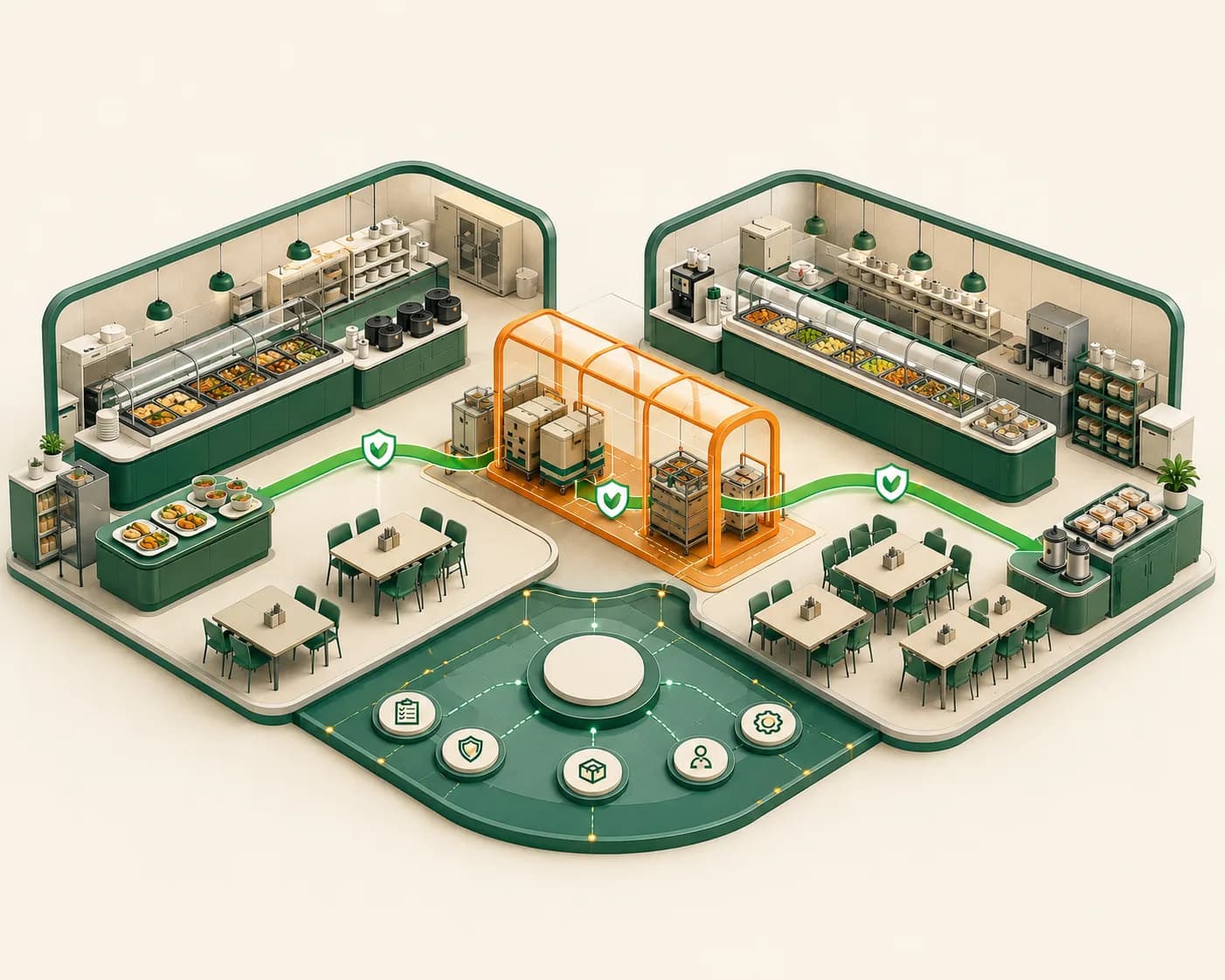 Large corporate offices operating context illustration